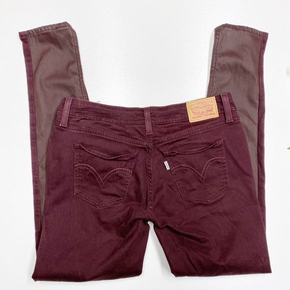 Levi's 535 Burgundy Faux Leather Skinny Jeans 28 - Picture 5 of 6